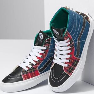 Vans Sk8 Hi Tartan Daze Punk Spike Retro Skate Shoes Mens 9.5/Womens 11